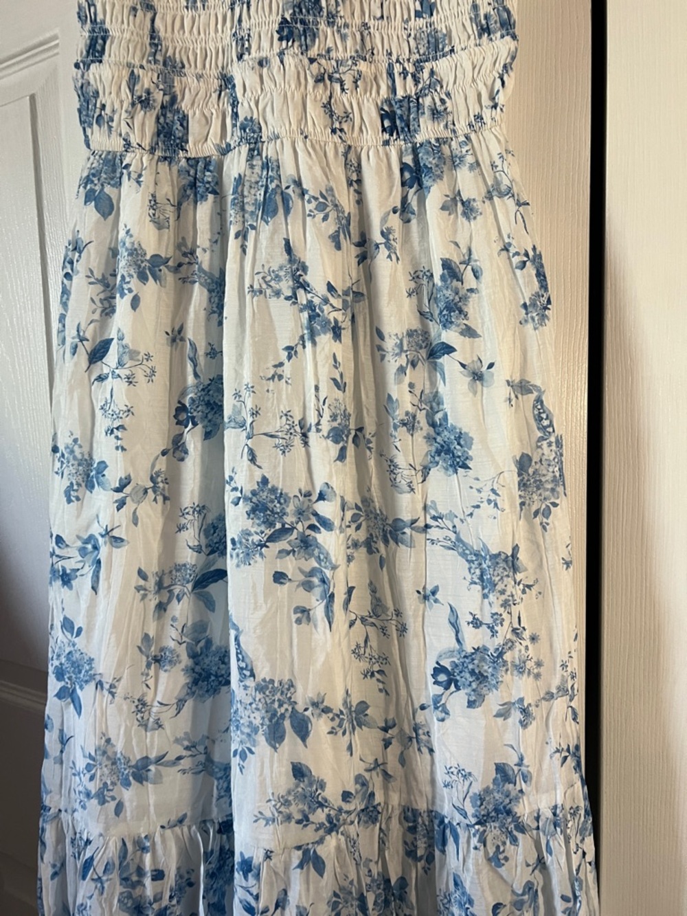 Joie White Maxi Dress with Blue Floral Print - Picture 10 of 12